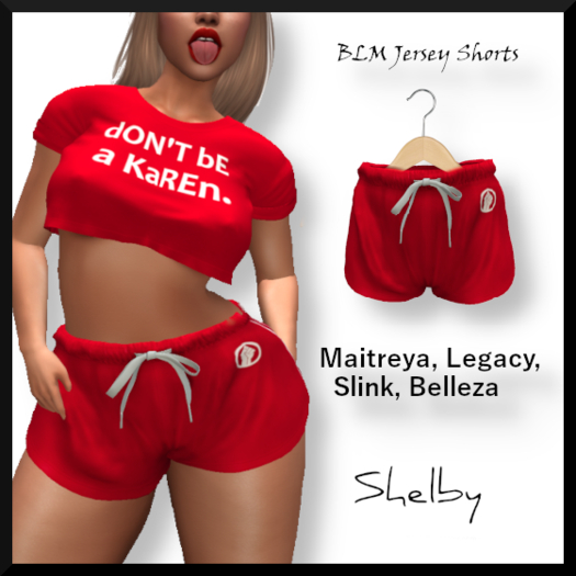 Second Life Marketplace BLM Jersey Shorts Red